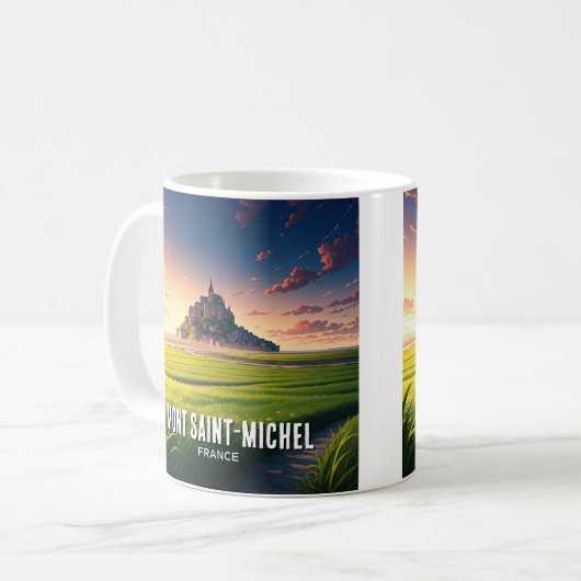 Mont Saint-Michel Sunset Postcard Kaffeetasse (Vorderseite Links)