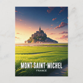 Mont Saint-Michel Sunset Postcard Postkarte