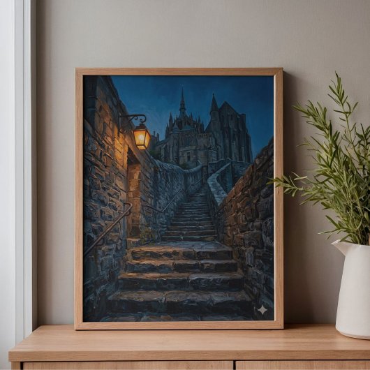 Mont Saint-Michel Twilight Lantern Art Leinwanddruck