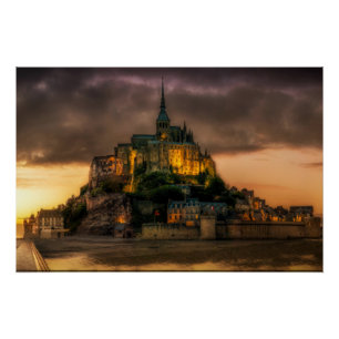 Mont St Michel Island Kirche Normandie Poster
