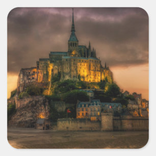Mont St Michel Island Kirche Normandie Quadratischer Aufkleber