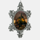 Mont St Michel Island Kirche Normandie Schneeflocken Zinn-Ornament (Links)