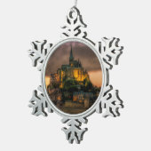 Mont St Michel Island Kirche Normandie Schneeflocken Zinn-Ornament (Rechts)