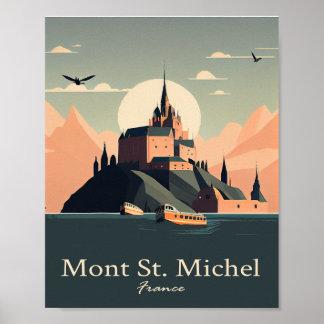 Mont St. Michel Minimalistisches Vintage Poster