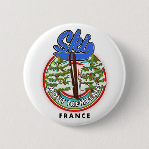 Mont Tremblant Frankreich Skifahrplakat Button