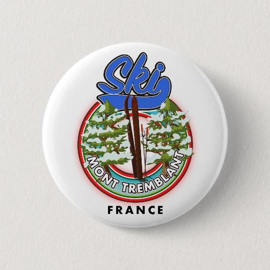 Mont Tremblant Frankreich Skifahrplakat Button (Vorderseite)