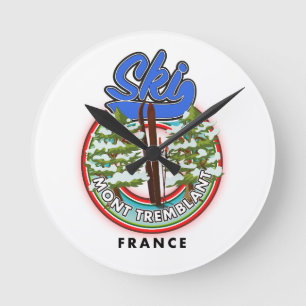 Mont Tremblant Frankreich Skireiseplakat Runde Wanduhr