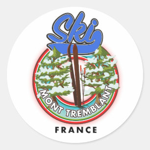 Mont Tremblant Frankreich Skireiseplakat Runder Aufkleber