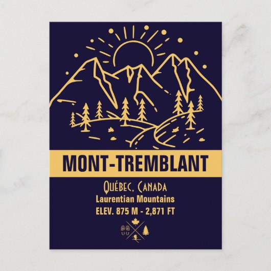 Mont-Tremblant, Kanada Québec Minimalistisch Mount Postkarte (Vorderseite)