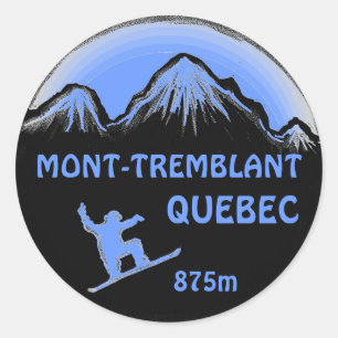 Mont Tremblant Quebec blaue Snowboard-Kunstaufkleb Runder Aufkleber