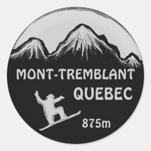 Mont Tremblant Quebec graue Snowboardkunstaufklebe Runder Aufkleber