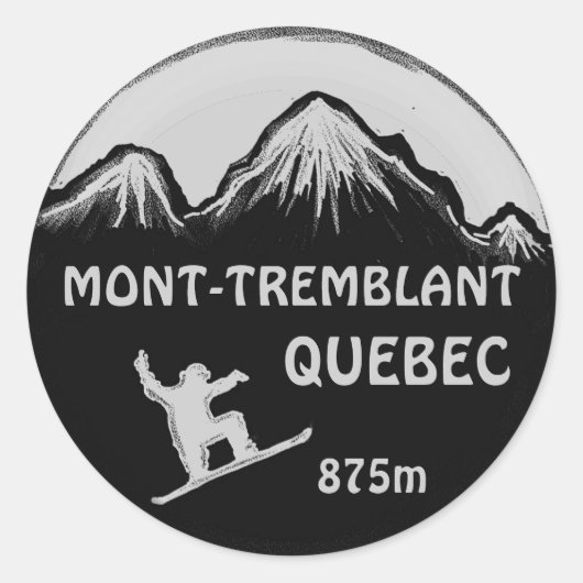 Mont Tremblant Quebec graue Snowboardkunstaufklebe Runder Aufkleber (Vorderseite)