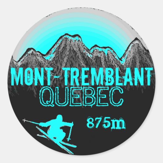 Mont Tremblant Quebec Ski aquamarine Kunstaufklebe Runder Aufkleber (Vorderseite)