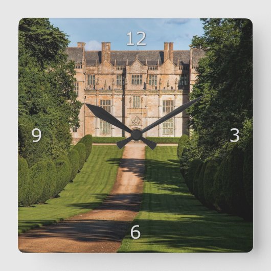 Montacute House State Zuhause Quadratische Wanduhr (Vorderseite)