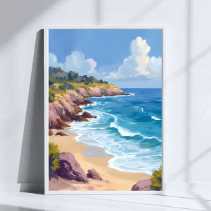 Montag in Malibu   Strandklippen CA Reise  Poster