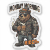 Montag Morgen Fahrer Aufkleber — Biker Bear Kaffee (Vorderseite)