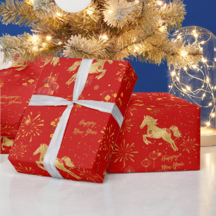 Montag, neues Jahr 2026   Jahr des Pferdes Geschenkpapier