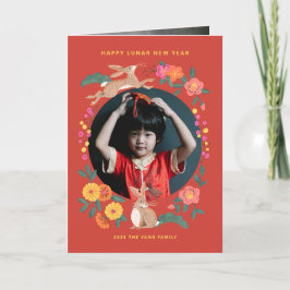 Montag neues Jahr der Hasen-Foto-Urlaubskarte Feiertagskarte