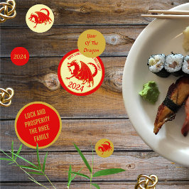 Montag Neujahr 2024 Red Dragon Fun Red Gold Party Konfetti