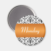 Montag Orange - Damask Magnet (Vorderseite/Rückseite)