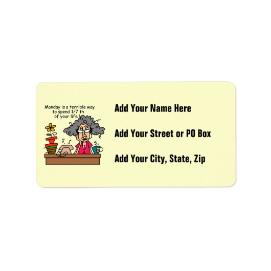 Montag Spaß Adressaufkleber (Vorne)