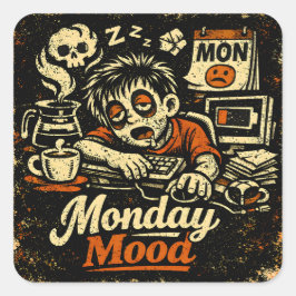 Montag Stimmung – Anti-Montag Arbeits-Humor Quadratischer Aufkleber