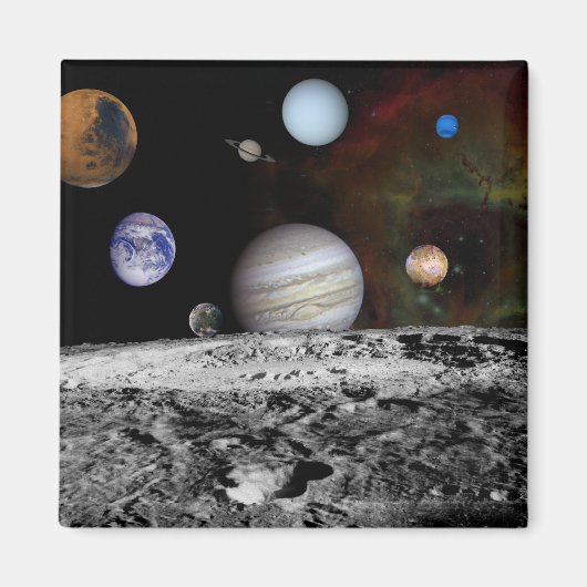 Montage der Planeten und Jupitermonde Magnet (Vorne)