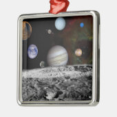 Montage der Planeten und Jupitermonde Silbernes Ornament (Links)