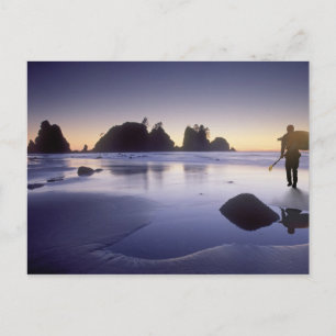 Montage des Mannes mit Kajak, ShiShi Beach, Postkarte