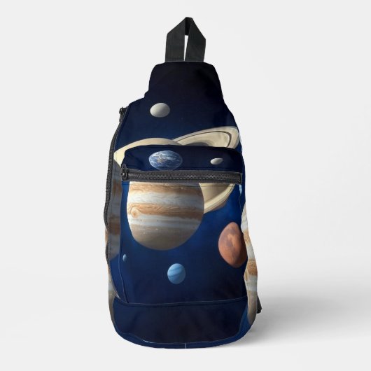 Montage des Sonnensystems Crossbody Bag (Vorderseite)