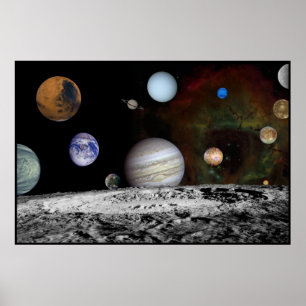 Montage des Sonnensystems der Voyager-Bilder 54x36 Poster