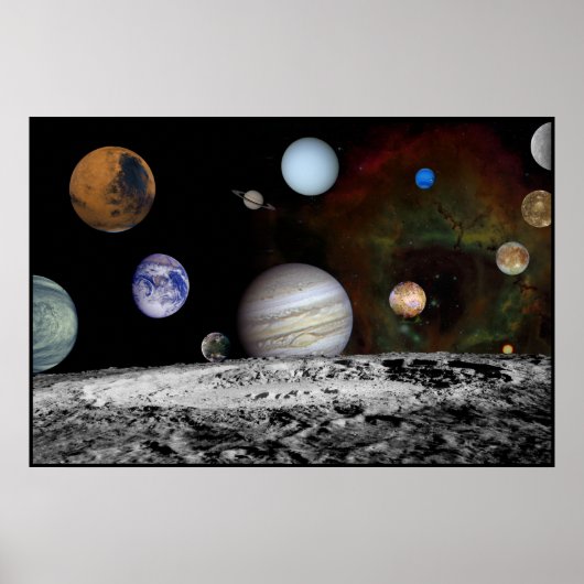 Montage des Sonnensystems der Voyager-Bilder 54x36 Poster (Vorne)