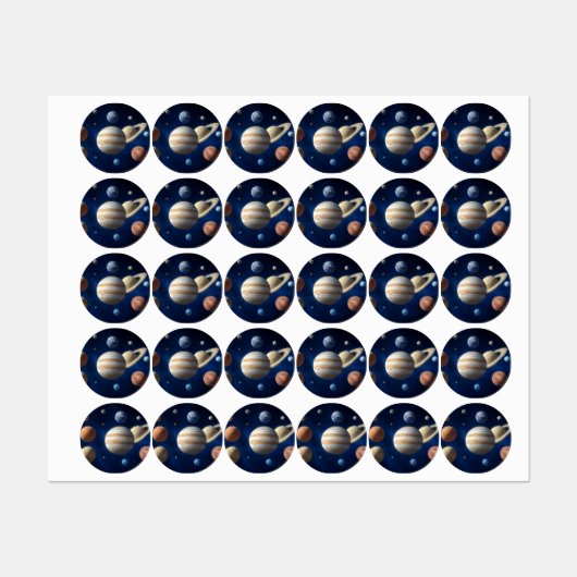Montage des Sonnensystems Etiketten (Blatt)
