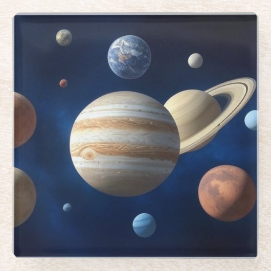 Montage des Sonnensystems Glasuntersetzer (Vorderseite)