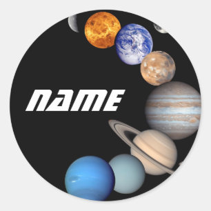 Montage des Sonnensystems JPL-Fotos - Name anpasse Runder Aufkleber
