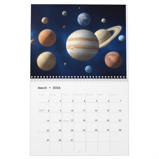 Montage des Sonnensystems Kalender (Mär 2026)
