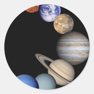 Montage des Sonnensystems Runder Aufkleber