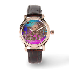 Montage Tinte zeichn - Sportwagen das Herzstück. Armbanduhr