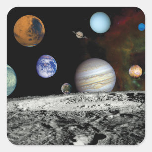 Montage von Bildern des Raumfahrzeugs Voyager von Quadratischer Aufkleber