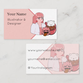 Montagmorgen-Kaffeestimmung – Kawaii-Anime-Mädchen Visitenkarte