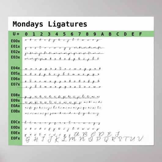 Montags Schriftart Ligaturen Poster (Vorne)