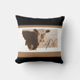 Montana 406 Brown and White Cow Throw Pillow Kissen
