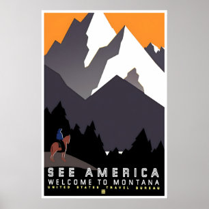 Montana Art WPA Reiseplakat Amerika Druck Poster
