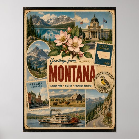 Montana Authentischer Vintage-Stil Poster (Vorne)