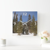 Montana Bergbahnen im Winter Landschaftsbild Foto Quadratische Wanduhr (Zuhause)