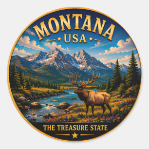 Montana Big Sky Country Abenteuer Runder Aufkleber