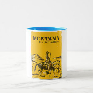 Montana Big Sky Country Vintage-Reiseplakat Zweifarbige Tasse