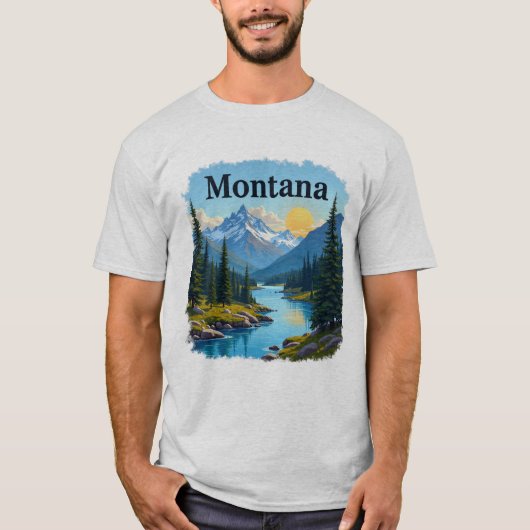 Montana Big Sky Mountains River T-Shirt (Vorderseite)