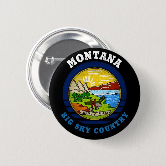 MONTANA BIG SKY State FLAG Button (Vorne & Hinten)