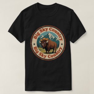 Montana Charm_ Bison mit Bergkette-Abzeichen T-Shirt